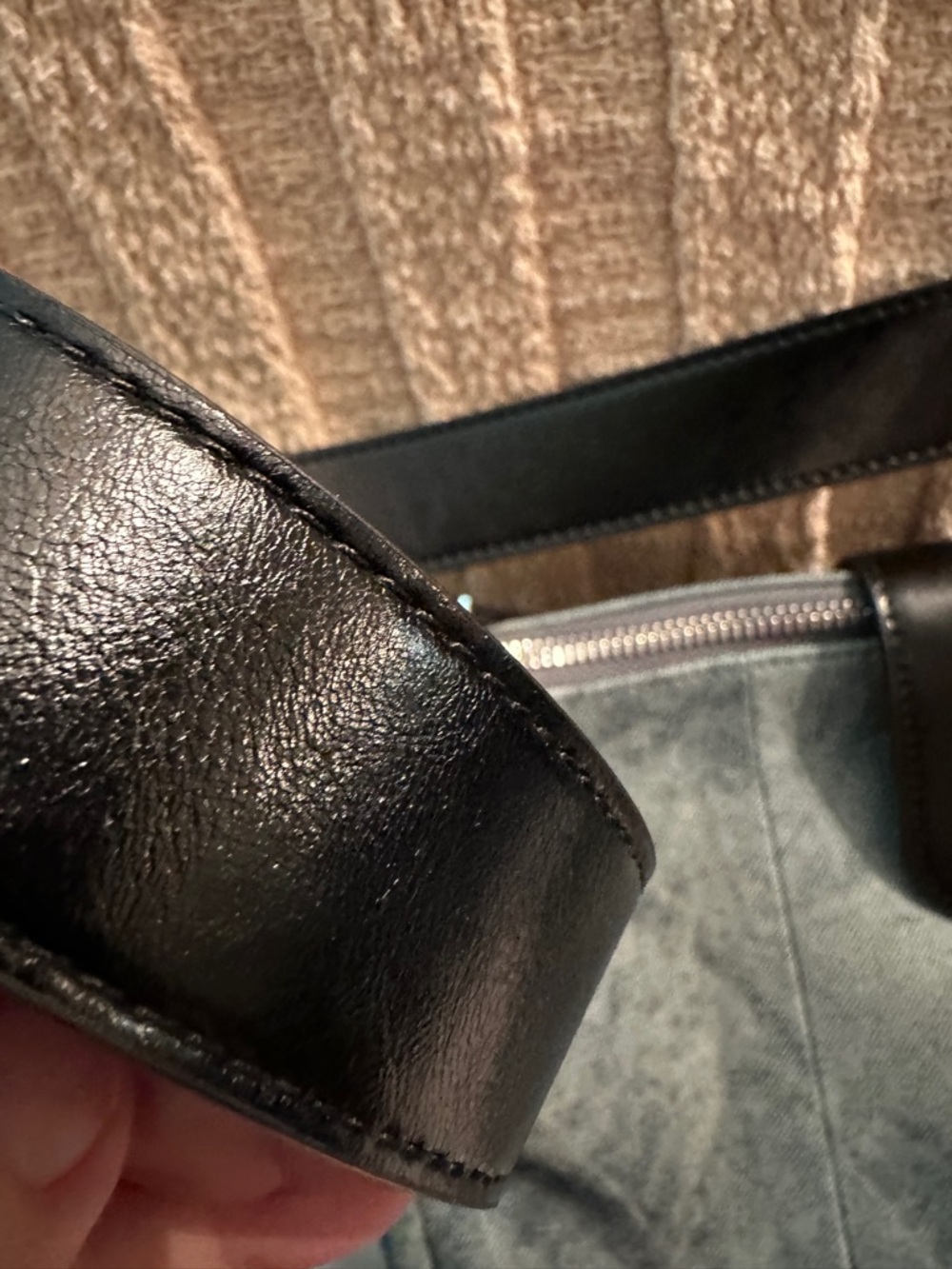 NWT Shoulder Bag in Distressed Denim and Black Leather - Picture 5 of 16